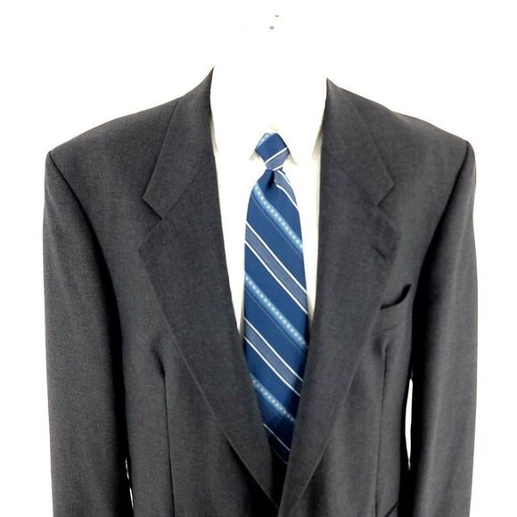 DAMAGED Alexandre London Of England Savile Row Wool 2 Button‎ Blazer 44L Gray - Picture 1 of 16